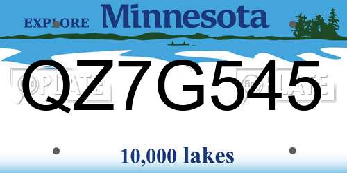 QZ7G545 Minnesota License Plate