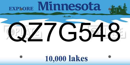 QZ7G548 Minnesota License Plate