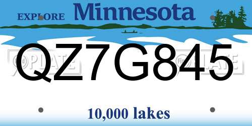 QZ7G845 Minnesota License Plate