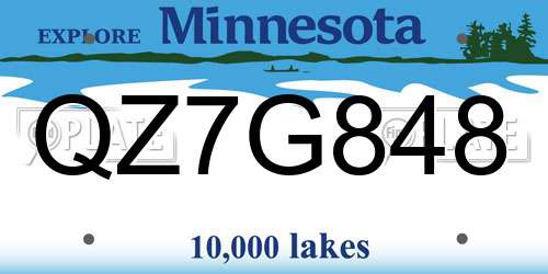 QZ7G848 Minnesota License Plate
