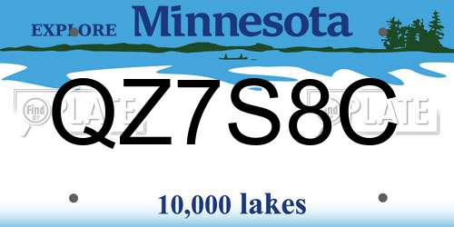 QZ7S8C Minnesota License Plate