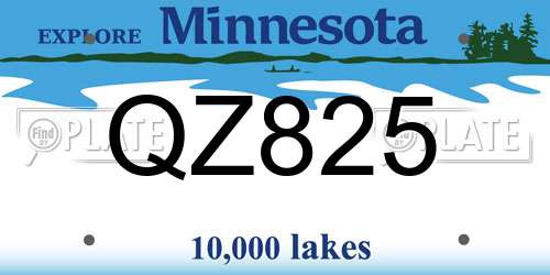 QZ825 Minnesota License Plate