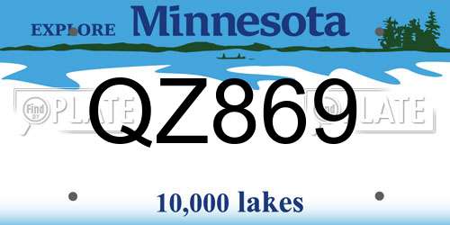 QZ869 Minnesota License Plate