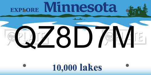 QZ8D7M Minnesota License Plate