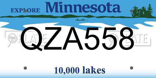 QZA558 Minnesota License Plate