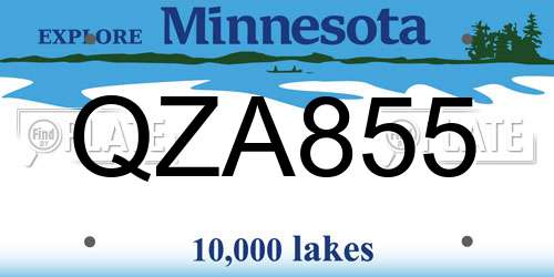 QZA855 Minnesota License Plate