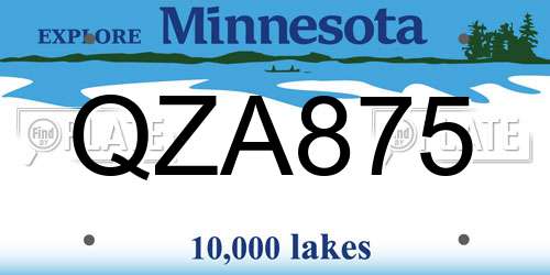 QZA875 Minnesota License Plate