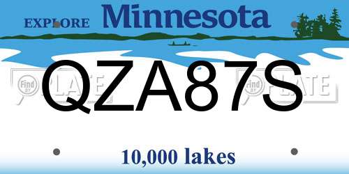 QZA87S Minnesota License Plate
