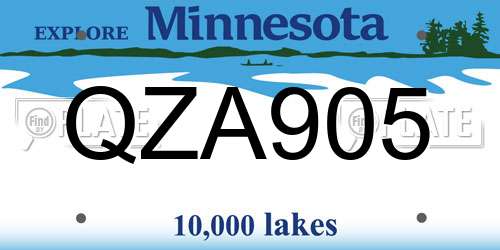 QZA905 Minnesota License Plate
