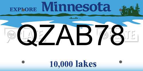 QZAB78 Minnesota License Plate