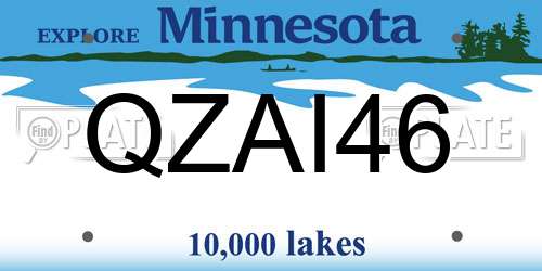 QZAI46 Minnesota License Plate