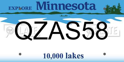 QZAS58 Minnesota License Plate