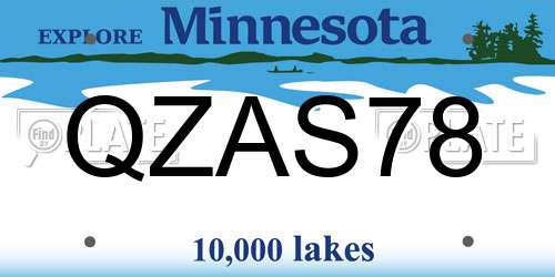 QZAS78 Minnesota License Plate