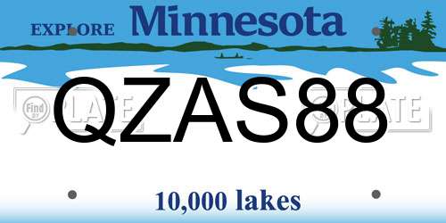 QZAS88 Minnesota License Plate
