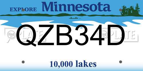 QZB34D Minnesota License Plate