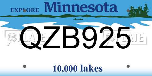 QZB925 Minnesota License Plate