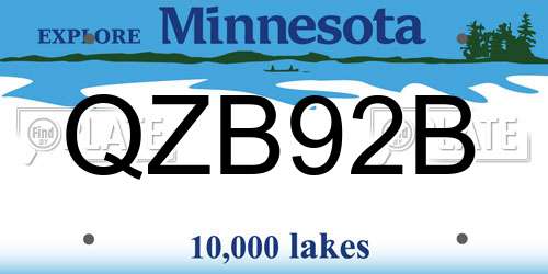 QZB92B Minnesota License Plate