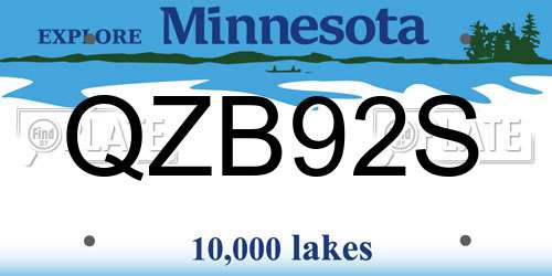 QZB92S Minnesota License Plate