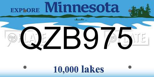 QZB975 Minnesota License Plate