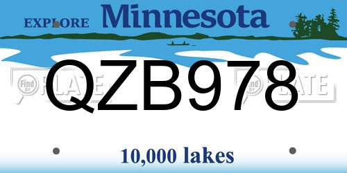QZB978 Minnesota License Plate