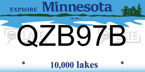 QZB97B Minnesota License Plate