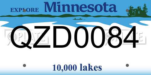 QZD0084 Minnesota License Plate