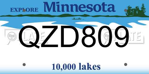 QZD809 Minnesota License Plate