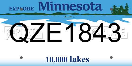 QZE1843 Minnesota License Plate