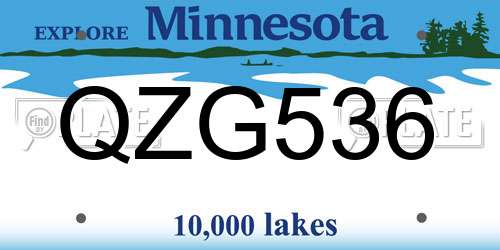 QZG536 Minnesota License Plate