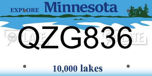 QZG836 Minnesota License Plate