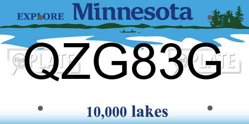 QZG83G Minnesota License Plate