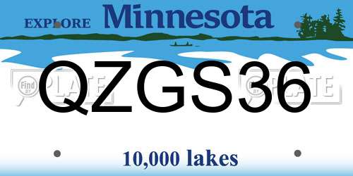 QZGS36 Minnesota License Plate