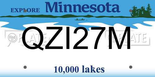 QZI27M Minnesota License Plate