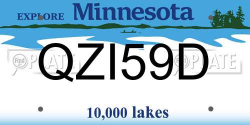 QZI59D Minnesota License Plate