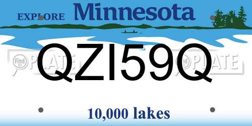 QZI59Q Minnesota License Plate