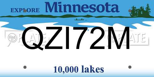 QZI72M Minnesota License Plate