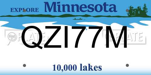 QZI77M Minnesota License Plate