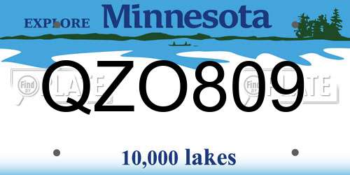 QZO809 Minnesota License Plate