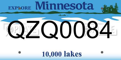 QZQ0084 Minnesota License Plate