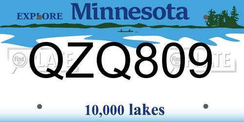 QZQ809 Minnesota License Plate