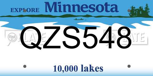 QZS548 Minnesota License Plate