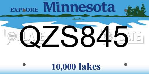 QZS845 Minnesota License Plate