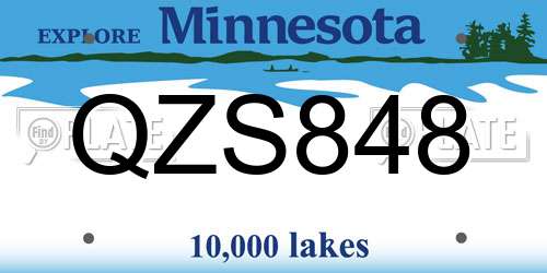 QZS848 Minnesota License Plate