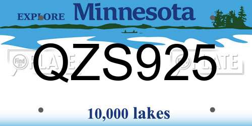 QZS925 Minnesota License Plate