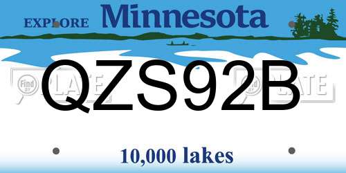 QZS92B Minnesota License Plate