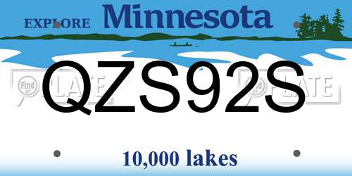 QZS92S Minnesota License Plate