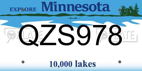 QZS978 Minnesota License Plate