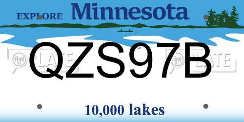 QZS97B Minnesota License Plate