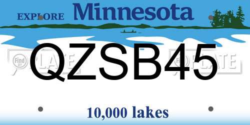 QZSB45 Minnesota License Plate