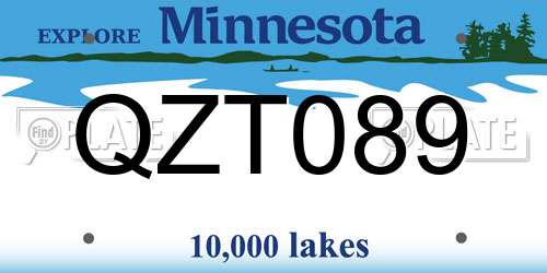 QZT089 Minnesota License Plate